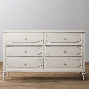 Kak — ensemble de chambre à coucher <span class=keywords><strong>blanche</strong></span> antique, style français, vêtements de <span class=keywords><strong>commode</strong></span> en bois, 6 tiroirs avec miroir - Product Image 4