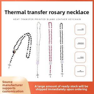 Custom Hot-Selling Zinc Alloy <b>Rosary</b> Necklace Multiple Colors Available Beading Supplies with Heat Transfer Design Promotion - Product Image 3