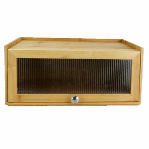 Shoobam wadah penyimpanan roti bambu, kapasitas besar, kotak roti Farmhouse dengan jendela pemegang roti - Product Image 2