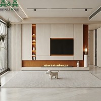 Mueble de TV Simétrico SLS con Torres de Pantalla LED, Centro Multimedia Empotrado, Paneles Acanalados y Cajones