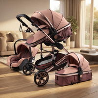 Poussette convertible quatre roues avec fonctions assise et couchée, légère, pliable, haute vue, 3-en-1