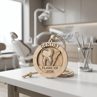 Ornement personnalisé pour les étapes importantes de la carrière dentaire |   Cadeau dentaire en bois 3D personnalisé |   Imprimé UV Marque Xiaoyan Nouvel An/Noël