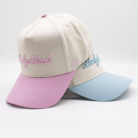 Venta caliente Popular 3D Bordado Logo 2 Tonos Color 5 Panel Gorra de béisbol Crema Off White Green Golf Hat Unisex Kid and Adult Cap