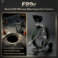 Caméra d'inspection de canalisation haute performance 1080P IP68 F89c avec écran LCD 8 pouces, sonde rotative à 360°, portée de détection de 60 m pour les canalisations d'égout