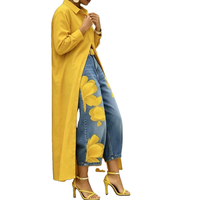 Ensemble deux pièces pour femmes, jean à jambes larges à imprimé floral et chemise à manches longues boutonnée, pour le printemps et l'automne, tenue décontractée