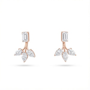 Boucles d'oreilles en diamant émeraude et poire deux-en-un - Or 9k, 14k, 18k - Product Image 3