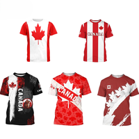 Großhandel 2026 Fußball-Event Kanada Flagge Trainingsshirt Rot-Weiß Atmungsaktives Sport-Freizeit-Fußballfan-T-Shirt