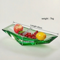 Plateau à fruits en cristal sans plomb de style moderne du milieu du siècle, fait main, en forme de bateau, gravure laser, couleur et taille personnalisables
