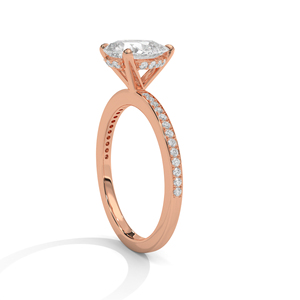 RAAMAA Customized 10k, 14k Rose Gold Vintage Style Wedding/Engagement <b>Couple</b> <b>Ring</b> with Lab Grown Diamond Pear Cut - Product Image 2