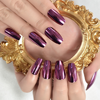 Appuyez sur les ongles miroir taille moyenne cercueil bâton sur les ongles produits de beauté pour femmes Faux Ongles