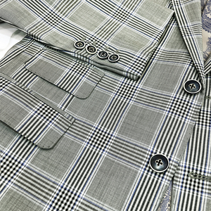 Giacca da <span class=keywords><strong>uomo</strong></span> a scacchi grigia a pieghe in stile frontale per abiti da ufficio o da festa - Product Image 6