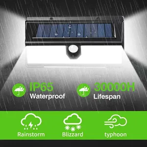 Luzes Solares com Sensor de Movimento IP65 de 190 LEDs - Lâmpadas de Parede Externas à Prova d'Água para Segurança de Jardim, Quintal e Pátio - Product Image 5