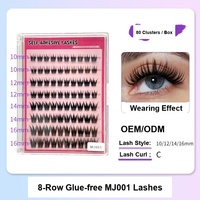 Cils artificiels Tacana 8 rangées sans colle, faits à la main, en cheveux synthétiques, volumisants et recourbés, en gros