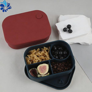 Silicone Bento <b>Box</b> 4 Compartment Airtight Microwaveable Portable <b>Lunch</b> <b>Box</b> For Office Workers - Product Image 2