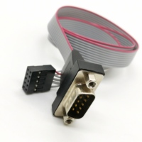 Cable plano de 10 pines IDC hembra de 2,54 mm a conector macho D-SUB DB9 de 9 pines