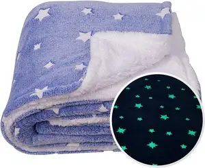 Coperta In pile di Sherpa di flanella luminosa di diverse dimensioni coperta In pile spessa Super morbida che si illumina nelle coperte scure