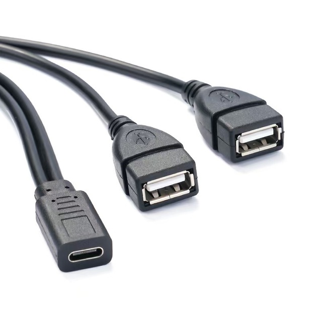 15W3A USB C Male to Double USB 2.0 a Female Split Power Charge Cable