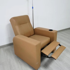 Fauteuil d'infusion Ke Ming gris orangé avec dossier inclinable, réglage manuel et électrique, pour usage hospitalier et ambulatoire - Product Image 3