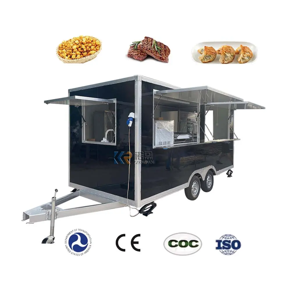 Concession multifonctionnelle Remorque alimentaire Fibre de verre Mobile Fast Food Vending Truck Cuisine Camion de crème glacée Bar mobile
