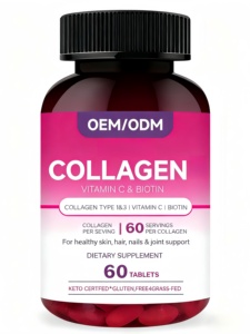 Comprimés de collagène OEM/ODM avec vitamine C biotine calcium fer <span class=keywords><strong>zinc</strong></span> sélénium 60 comprimés - Product Image 2