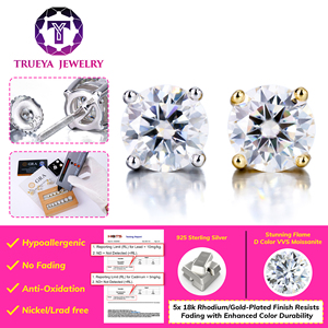 Factory Price Wholesale High Quality Moissanite Screw <strong>Back</strong> Stud <strong>Earring</strong> 925 Sterling Silver Jewelry Men Women Mossanite Diamond - Product Image 4