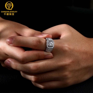 Anillo de Hombre de Plata 925 con <span class=keywords><strong>Moissanita</strong></span>, Estilo Moderno, Nuevo Diseño, Personalizable, con Gema de <span class=keywords><strong>Moissanita</strong></span> de Alta Calidad Grado VVS1 - Product Image 3