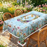 Nappe Imprimée Floral Ciel Aquarelle « Hello Summer » en Gros, Housse de Table Anti-Taches pour Fêtes, Plage, Maison, Design Personnalisé