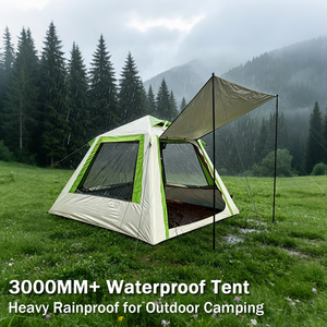 Compact 4 ㎡   Tente <span class=keywords><strong>gonflable</strong></span> pour 1-2 personnes, tente de glamping en Oxford 300D avec <span class=keywords><strong>auvent</strong></span>, porte simple, 3 fenêtres, pop-up - Product Image 5