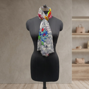 Women Floral Reversible <b>Long</b> <b>Scarf</b> Polyester Digital Printing All Seasons Daily Use - Product Image 2