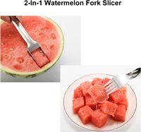 Nieuwe Upgrade Zomer Dubbele Kop Fruit Snijder Watermeloen Vork Snijder Gereedschap 2-in-1 Roestvrij Staal Watermeloen Snijder