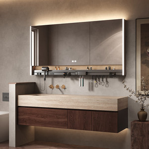 Mueble de Baño de Lujo con Superficie Sólida Multicapa y Espejo LED - Product Image 2