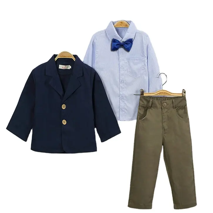 Ropa para niño de 2 a 8 años, conjunto de ropa para niño de otoño e invierno, moda para niño, Camisa + abrigo + pantalón, 3 uds.