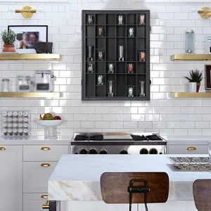 خزانة عرض كؤوس الشوت 2026، خزانة خشبية كبيرة مع رفوف، حامل مع باب زجاجي أكريليك، صندوق تخزين كؤوس الشوت مع أرفف قابلة للإزالة - Product Image 1