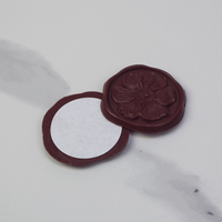 Stiker Segel Lilin Merah Anggur untuk Kemasan Mewah Parfum Kosmetik, Segel Amplop Label Botol Perekat Sendiri dengan Desain Bunga Timbul 3D