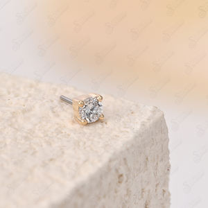 Gioiello Superstar in Oro Massiccio 14K con Zircone Bianco Senza Filettatura, Classico per Fidanzamento, Matrimonio, Regalo, Piercing Fine - Product Image 2