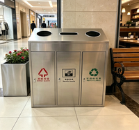 Contenedor de Basura Delgado de Acero Inoxidable con Triple Compartimento para Ahorrar Espacio, Estación de Reciclaje de 3 Vías para Pasillos Estrechos