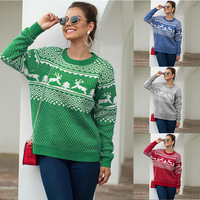 Pull de Noël OEM avec LOGO Personnalisé Motif Jacquard Pull à Manches Longues Tricots Hiver Tricoté Pull de Noël Moche pour Femmes