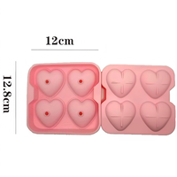 Moule à glaçons en silicone en forme de grand cœur, 8 cavités, cœurs d'amour à fonte lente pour bourbon et cocktails