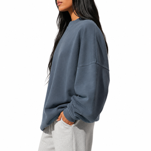 Felpa da donna personalizzata con <span class=keywords><strong>collo</strong></span> alto, traspirante, oversize, 400 gsm, con spalle scese, girocollo. - Product Image 3