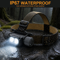 Lampe frontale rechargeable Brightenlux 2000 lumens, lumière rouge et verte pour la chasse, la pêche nocturne, USB-C, en aluminium, faisceau large et spot LED