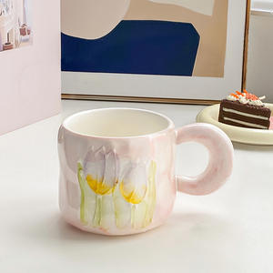 Mug à café en céramique luxueux et isolé, logo personnalisé, design de tulipe de dessin animé, écologique, passe au lave-vaisselle, cadeaux d'affaires, bureau - Product Image 6
