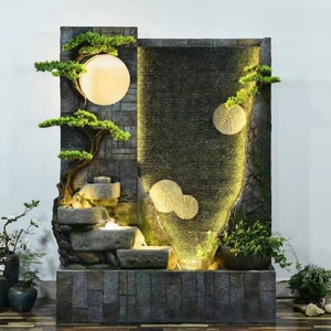 Mur <span class=keywords><strong>de</strong></span> cascade en résine, écran d'entrée à eau courante, rocaille, fontaine, aménagement paysager <span class=keywords><strong>de</strong></span> <span class=keywords><strong>jardin</strong></span> extérieur, <span class=keywords><strong>bassin</strong></span> à poissons - Product Image 2