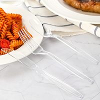 Couverts en plastique PP jetables blancs produits en usine pour les fêtes-comprend une cuillère et une fourchette