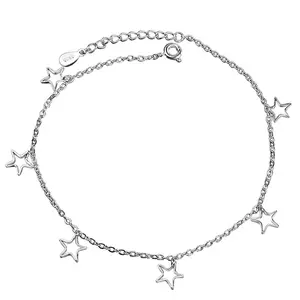 Женский ажурный браслет с подвеской в виде звезды, браслет на ногу из стерлингового серебра S925 с полыми звездами, Ювелирное Украшение для подарка или отдыха на море