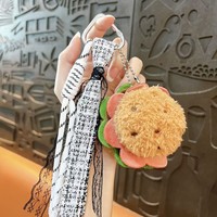 Porte-clés en peluche 3D mignon en forme de nourriture simulée : Burger, Hot-dog, Sandwich, Gâteau roulé, Cerise, Dessert – Vente en gros