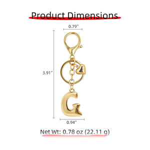 Gold Bubble Designs Letter Initial Keychain <b>Bag</b> Charms Cute Purse Charms For Handbags - Product Image 6