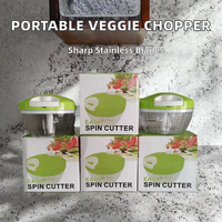 Hachoir manuel portable Sunshine en métal pour légumes, ail et oignon avec lames en acier inoxydable et corps en plastique PC