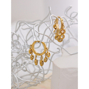 JINYOU 517 <span class=keywords><strong>Pendientes</strong></span> de Aro de Alta Calidad con Zirconia, Acero Inoxidable y Baño de <span class=keywords><strong>Oro</strong></span> de 18K PVD, Joyería de Moda Resistente al Agua - Product Image 2