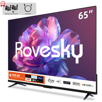Téléviseur intelligent 65 pouces 4K LCD/LED avec commande vocale, écran plat ultra-fin sans cadre, téléviseur pour salle de bain, TV gratuite et en direct