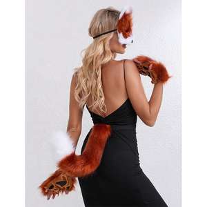 Mulheres e Meninas Festa de Halloween Faux Fur Fox Gato e Lobo Cosplay Traje com Cauda e Luvas Material de Pelúcia Presente - Product Image 4